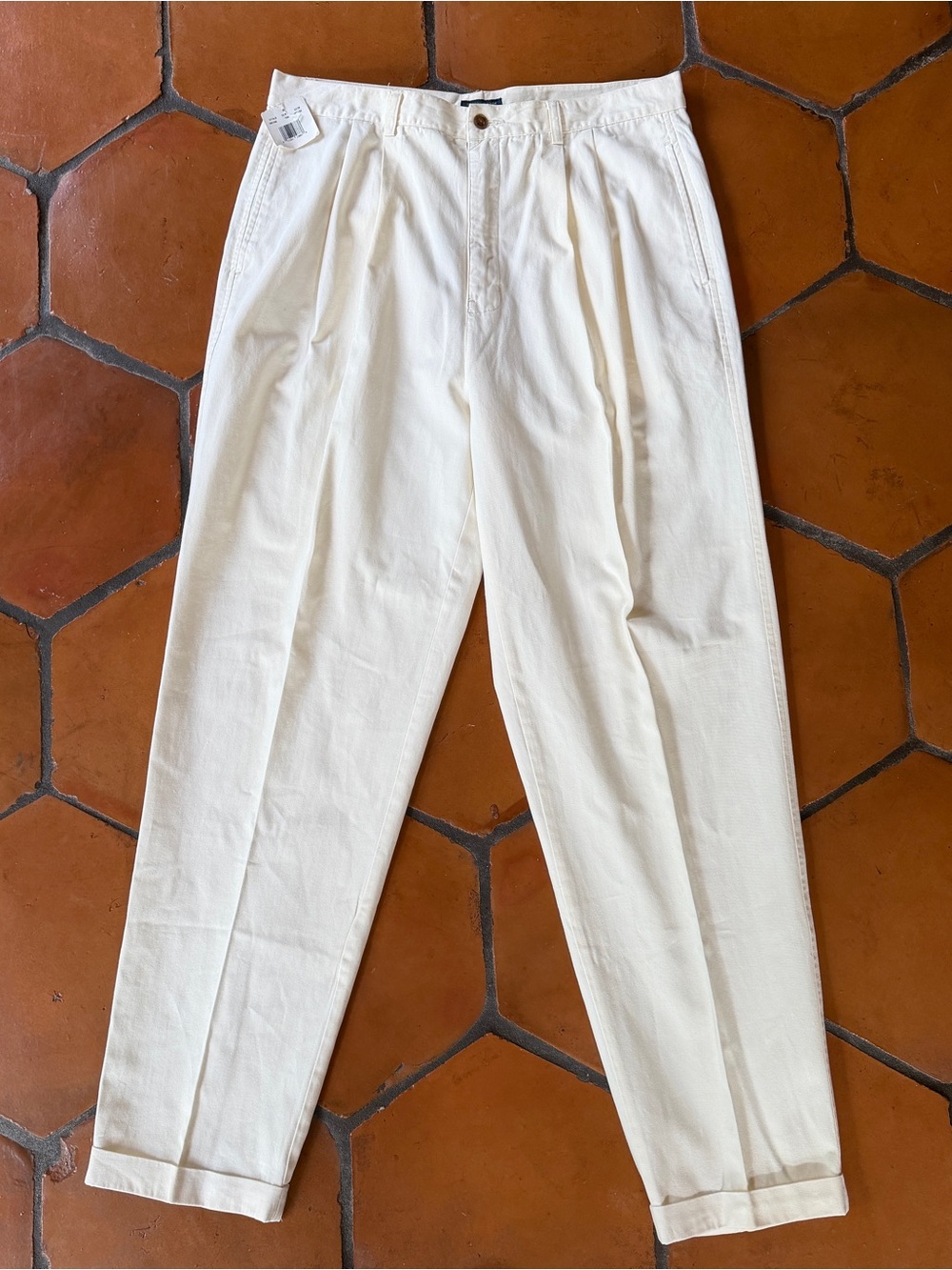 Deadstock Vintage Chaps Ralph Lauren Chino Pants Men 36x32 Pleated Cuffed Cotton
